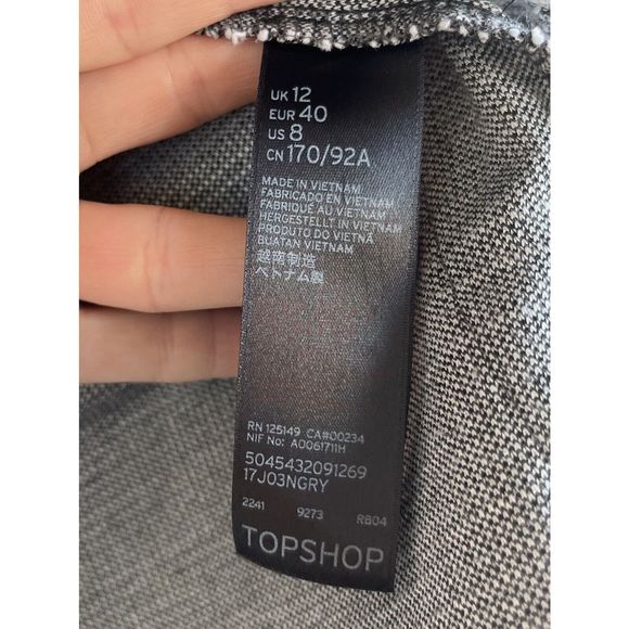 Top Shop Button Coat - Size 8 - Gray/ White - Picture 9 of 9